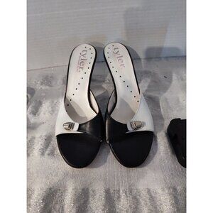 Tyler Richard‎ Tyler Mule Slide Sandal Women's Size 8 Black white Leather buckle